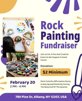 Creative Rock Painting Fundraiser Event Flyer Template