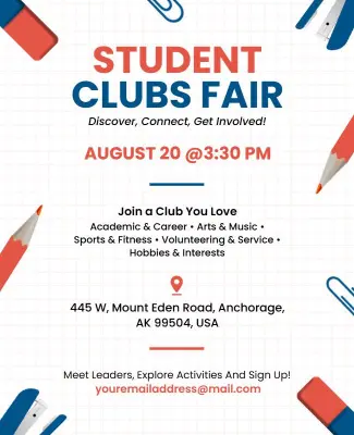 Creative School-Themed Student Clubs Recruitment Flyer Template