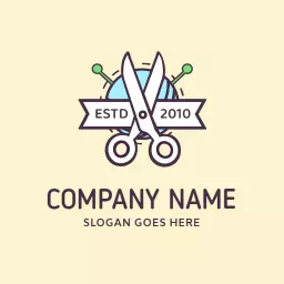 Creative Scissors and Needle Design for Handicraft Logo Template