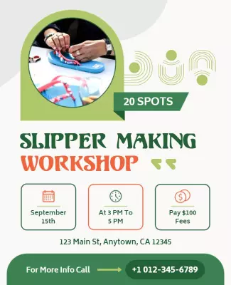 Creative Slipper Making Workshop Flyer Template