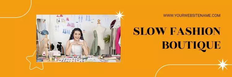 Creative Slow Fashion Boutique Display in Bright Orange Twitter Banner Template