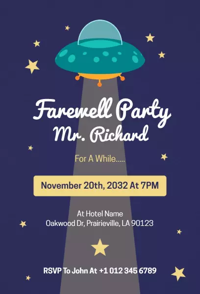 Creative Space Theme Farewell Party Invitation Template