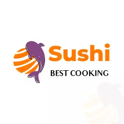 Creative Sushi Design with Vibrant Dolphin Emblem Logo Template