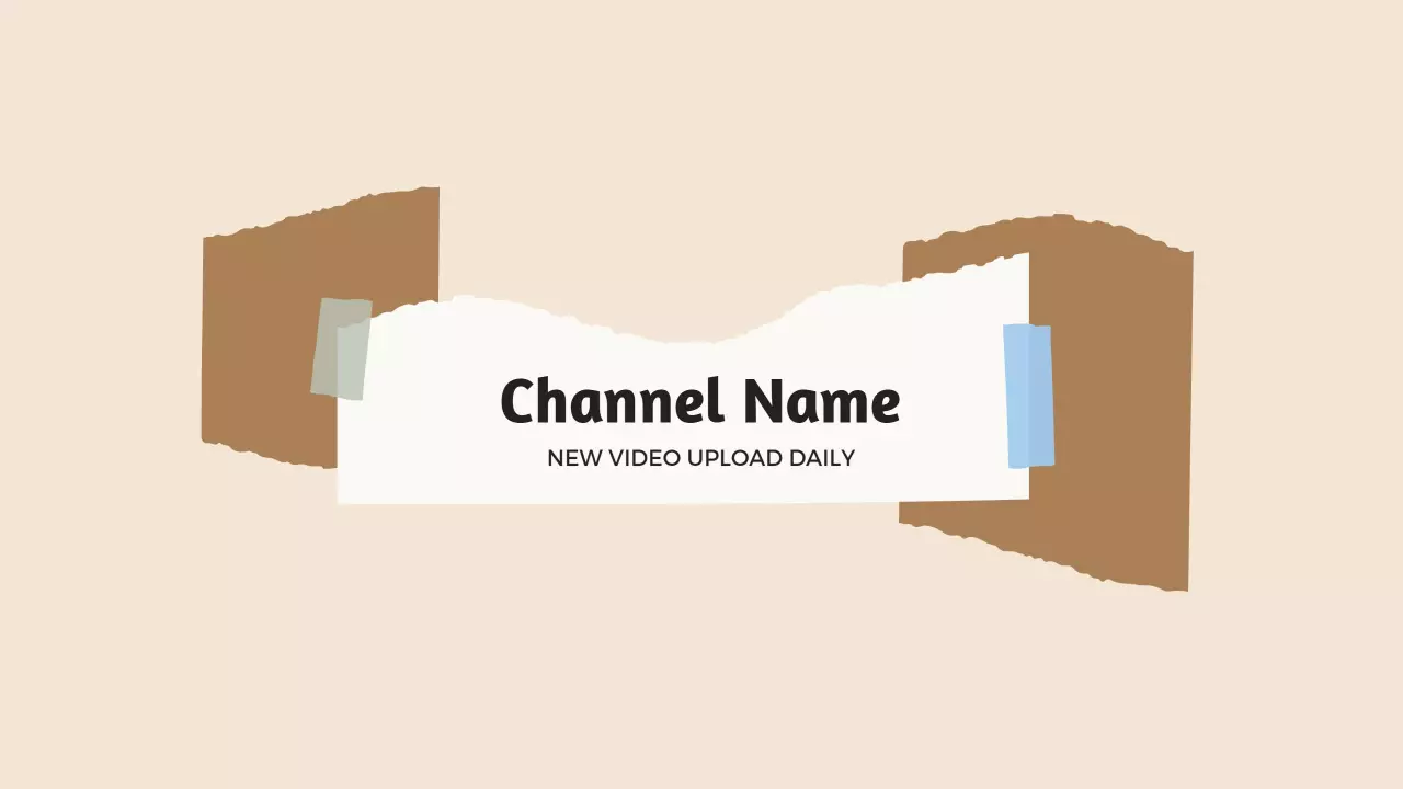 Creative Taped Paper Design with Neutral Background YouTube Banner Template