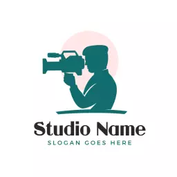Creative Teal Photography Logo Featuring Videography Elements Logo Template