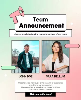 Creative Team Announcement with Pastel Colors Poster Template