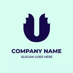 Creative U Letter Design in Deep Blue on Soft Green Logo Template