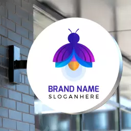 Creative Violet and Blue Bee Inspired Mockup Logo Template