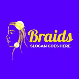 Creative Violet and Yellow Hairstyle Design for Braids Logo Template