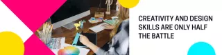 Creative Workspace with Bright Colors and Tools LinkedIn Banner Template
