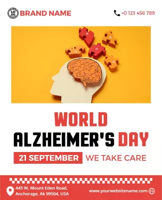 Creative Yellow Awareness World Alzheimer's Day Poster Template