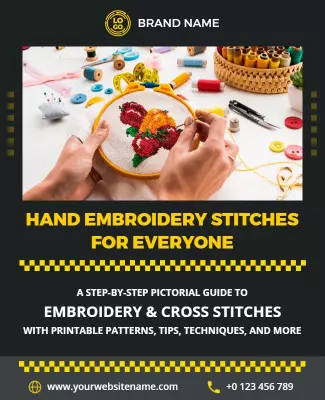 Creative Yellow Hand Embroidery Guide Poster Template