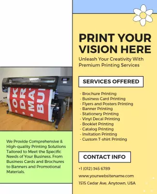 Creative Yellow Printing Services Promotional poster Template