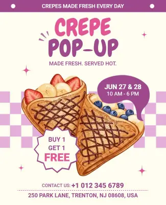 Crepe Pop-up Event Promotional Flyer Template