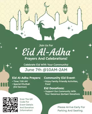 Crescent Moon Community Eid Al-Adha Celebration Poster Template