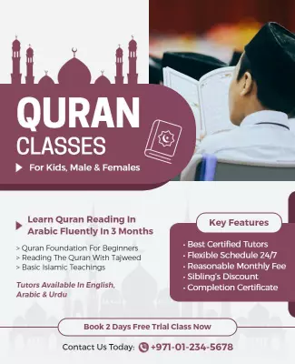 Crescent-Themed Quran Classes for All Ages Poster Template