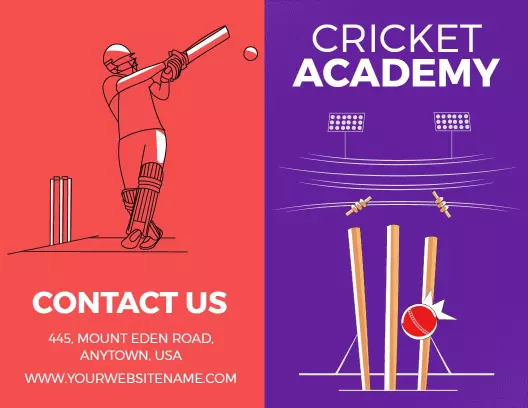 Cricket Academy Batting and Bowling Practice Schedule Brochure Template