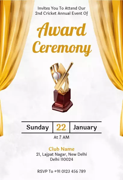 Cricket Annual Awards Ceremony Celebration Invitation Template