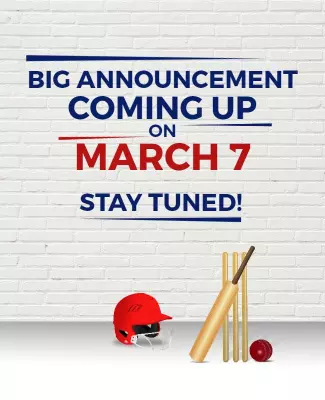 Cricket-Themed Big Announcement March 7 Poster Template