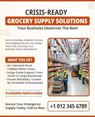 Crisis-Ready Grocery Supply Solutions Flyer Template
