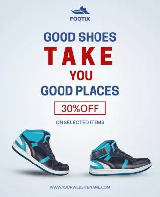 Crisp Blue Athletic Shoe Sale Promotional Poster Template
