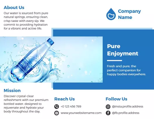 Crisp Blue Water Bottling and Hydration Brochure Template