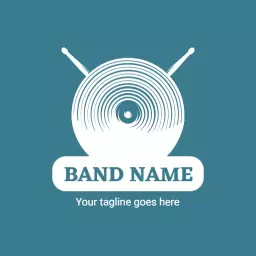 Crisp Turquoise and White Vinyl Record Inspired Band Logo Template