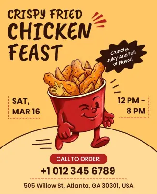 Crispy Fried Chicken Feast Event Poster Template
