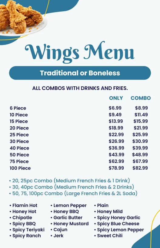 Crispy Fried Chicken Selections and Flavorful Combos Chicken Menu Template