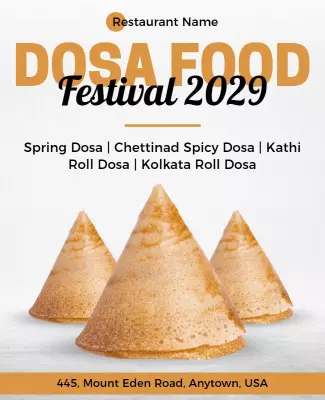 Crispy Golden Dosa Food Festival Celebration Flyer Template