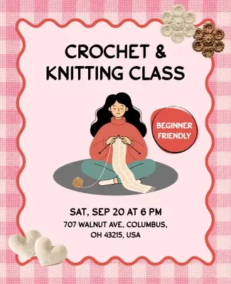 Crochet and Knitting Class Poster Template