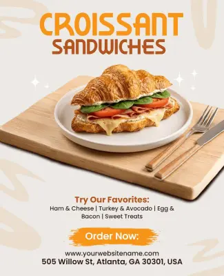 Croissant Sandwich Promotional Flyer Template