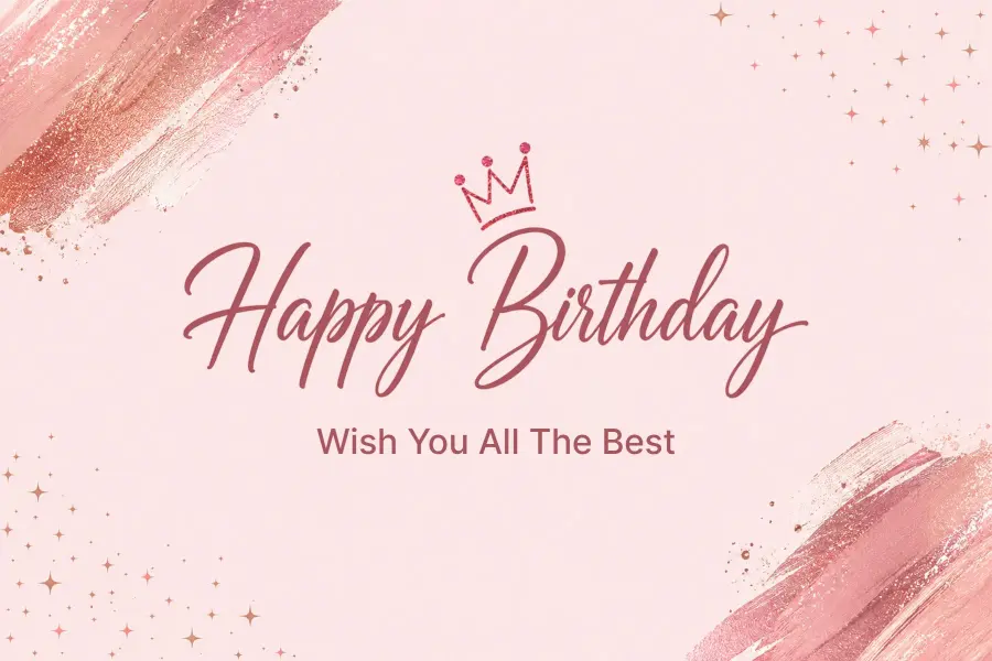 Crown and Glitter Birthday Wishes Postcard Template