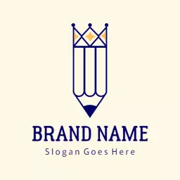 Crowned Pencil Design Showcasing Artistic Drawing Skills Logo Template