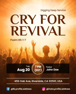 Cry for Revival Worship Service Event Flyer Template