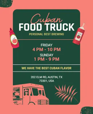 Cuban Cuisine Food Truck Event Poster Template