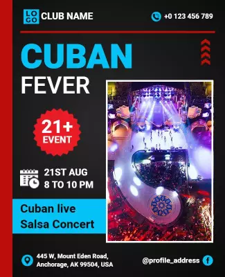 Cuban Live Salsa Concert Event Flyer Template