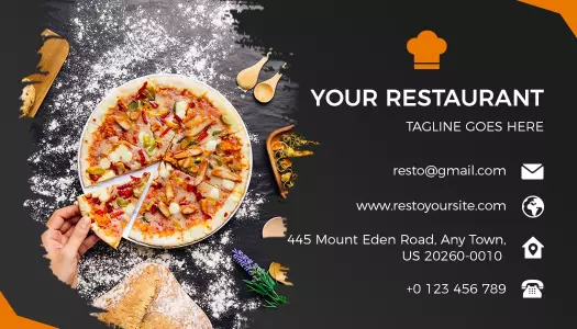 Culinary Delight Black and Orange Restaurant Business Card Template