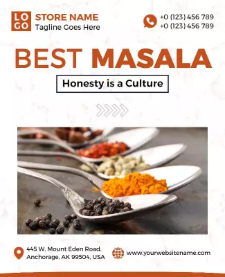 Culinary Spice Showcase for Best Masala Store Poster Template