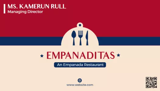 Culinary Themed Red and Beige Empanada Restaurant Business Card Template