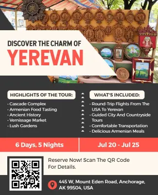 Cultural Armenian Yerevan City Tour Promotion Flyer Template