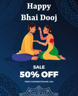 Cultural Celebration Bhai Dooj Discount Sale Poster Template