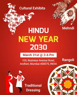 Cultural Celebration Hindu New Year Festivities Poster Template