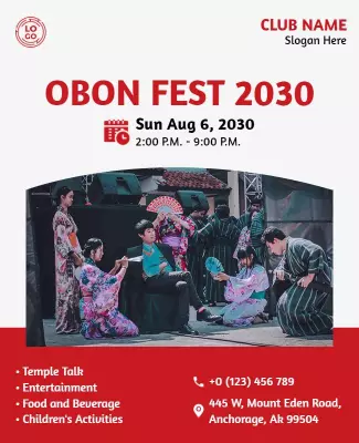 Cultural Celebration Obon Fest Community Event Poster Template