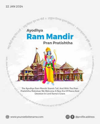 Cultural Celebration of Ram Mandir Pran Pratishtha Poster Template