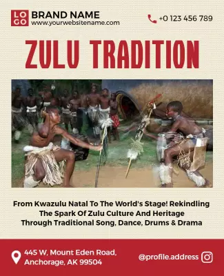Cultural Celebration of Zulu Tradition Dance Heritage Poster Template