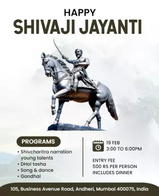 Cultural Festival Celebration for Shivaji Jayanti Poster Template