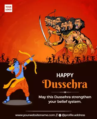 Cultural Festive Dussehra Celebration Illustration Poster Template