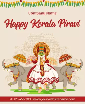 Cultural Festive Kerala Piravi Celebration Poster Template