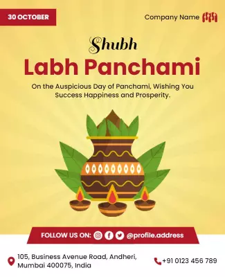 Cultural Festive Labh Panchami Celebration Poster Template